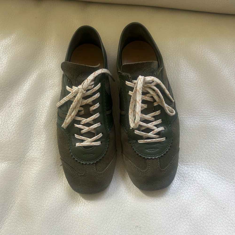 Dries Van Noten Green Sneakers Suede Low-Top